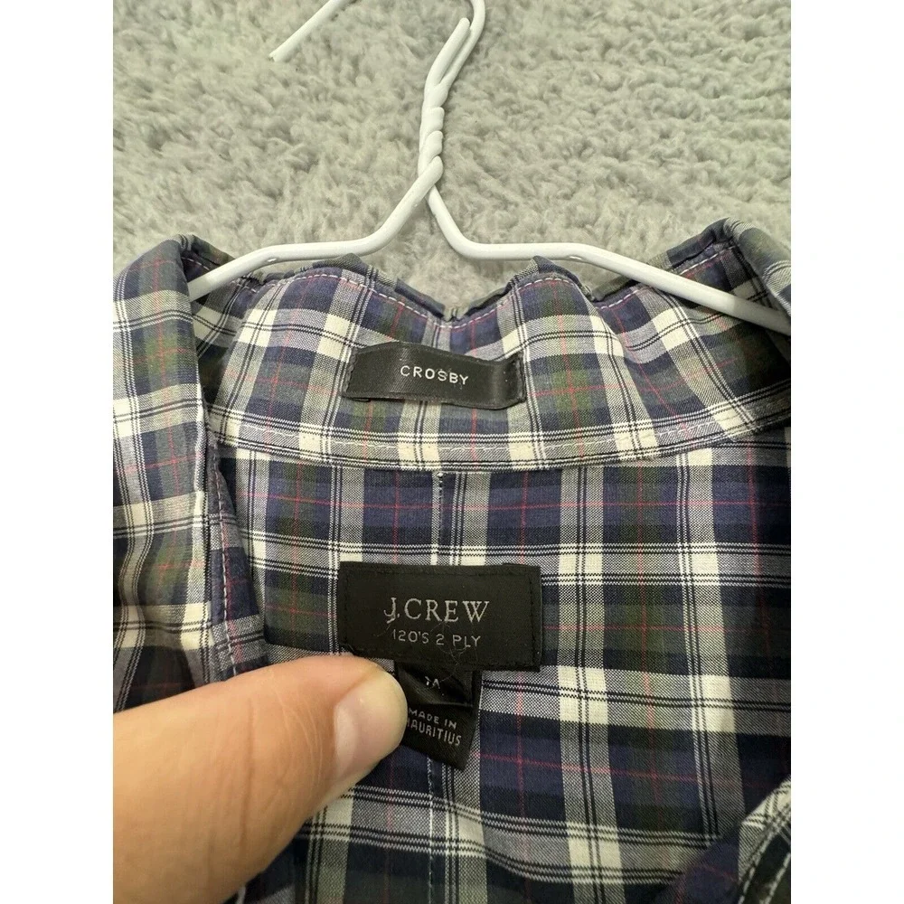 J. Crew Shirt Men's M Plaid Button‎ Down Long Sleeve Crosby 120's 2-ply Cotton